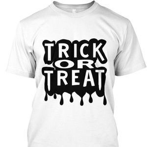 Halloween trick or treat t-shirt in white